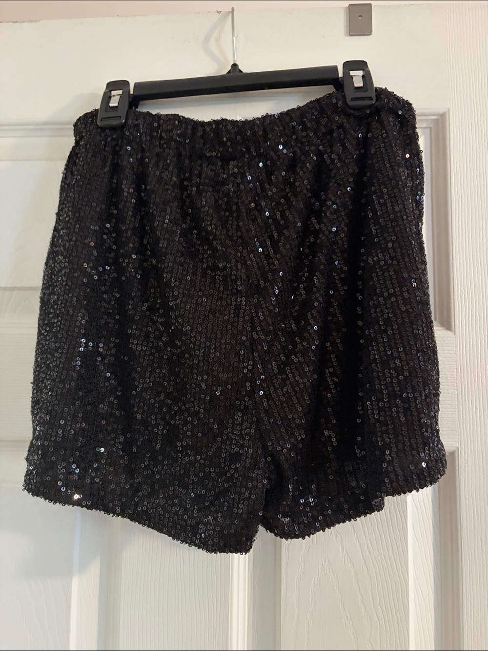 Black Sequin High-Waist Women’s Shorts